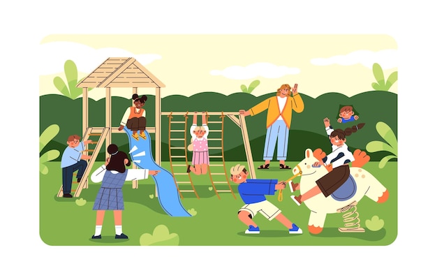 Children playing at a playground