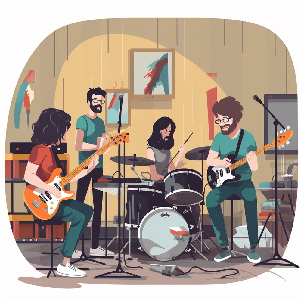 Friends playing music together