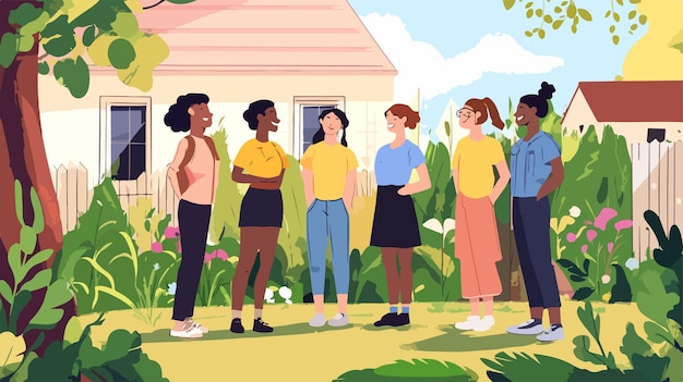 Women walking and talking together